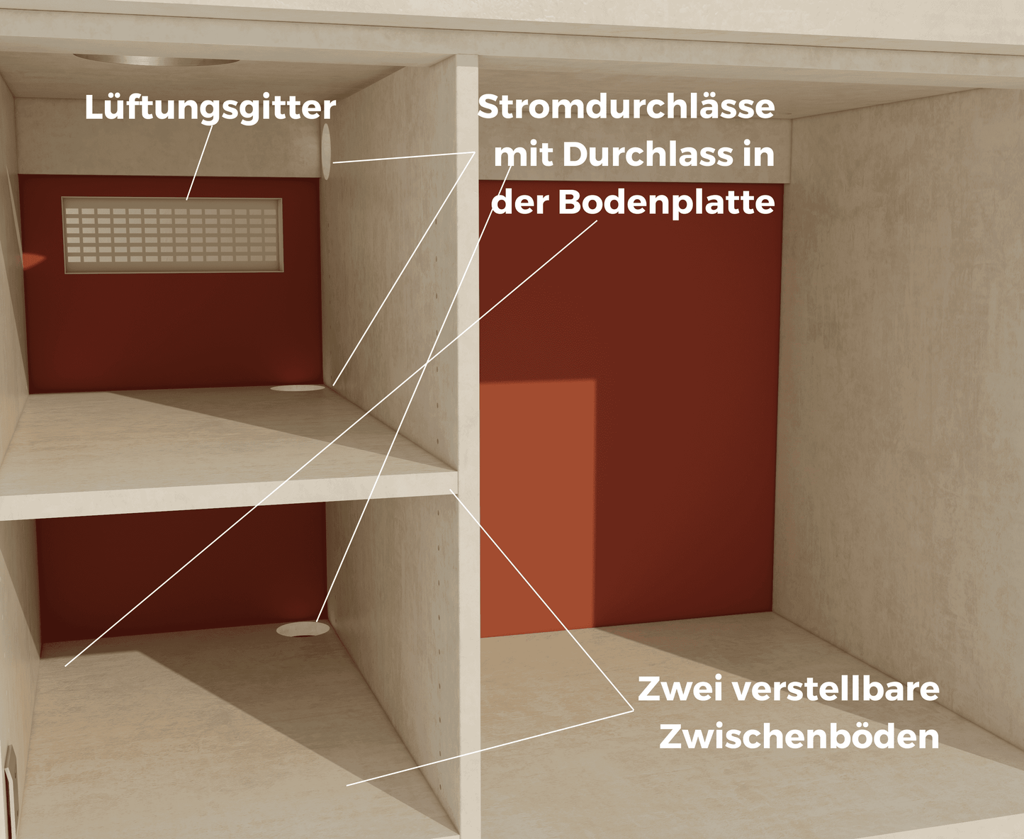 Funktionen Unterschrank Beton Art Weiss Ceramic Red