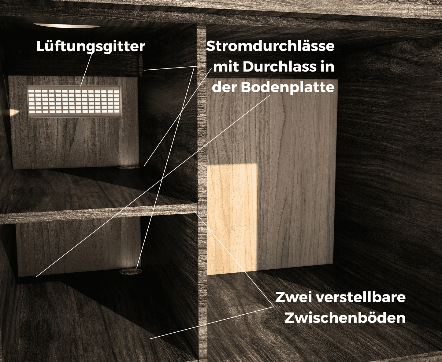 Funktionen Unterschrank Painted Oak Midnight Ulme Sangallo Shell