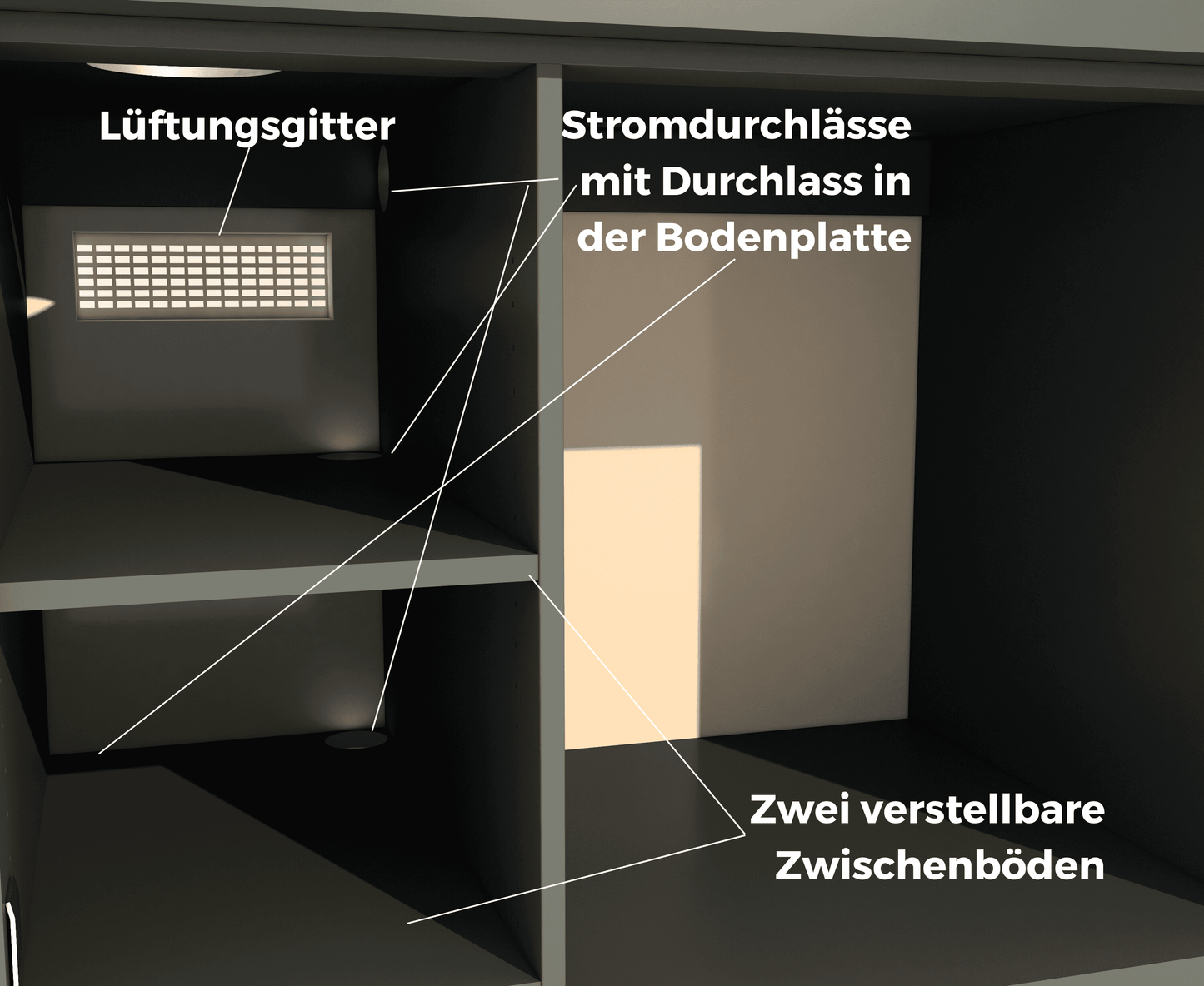 Funktionen Unterschrank Storm Grey Kiesel